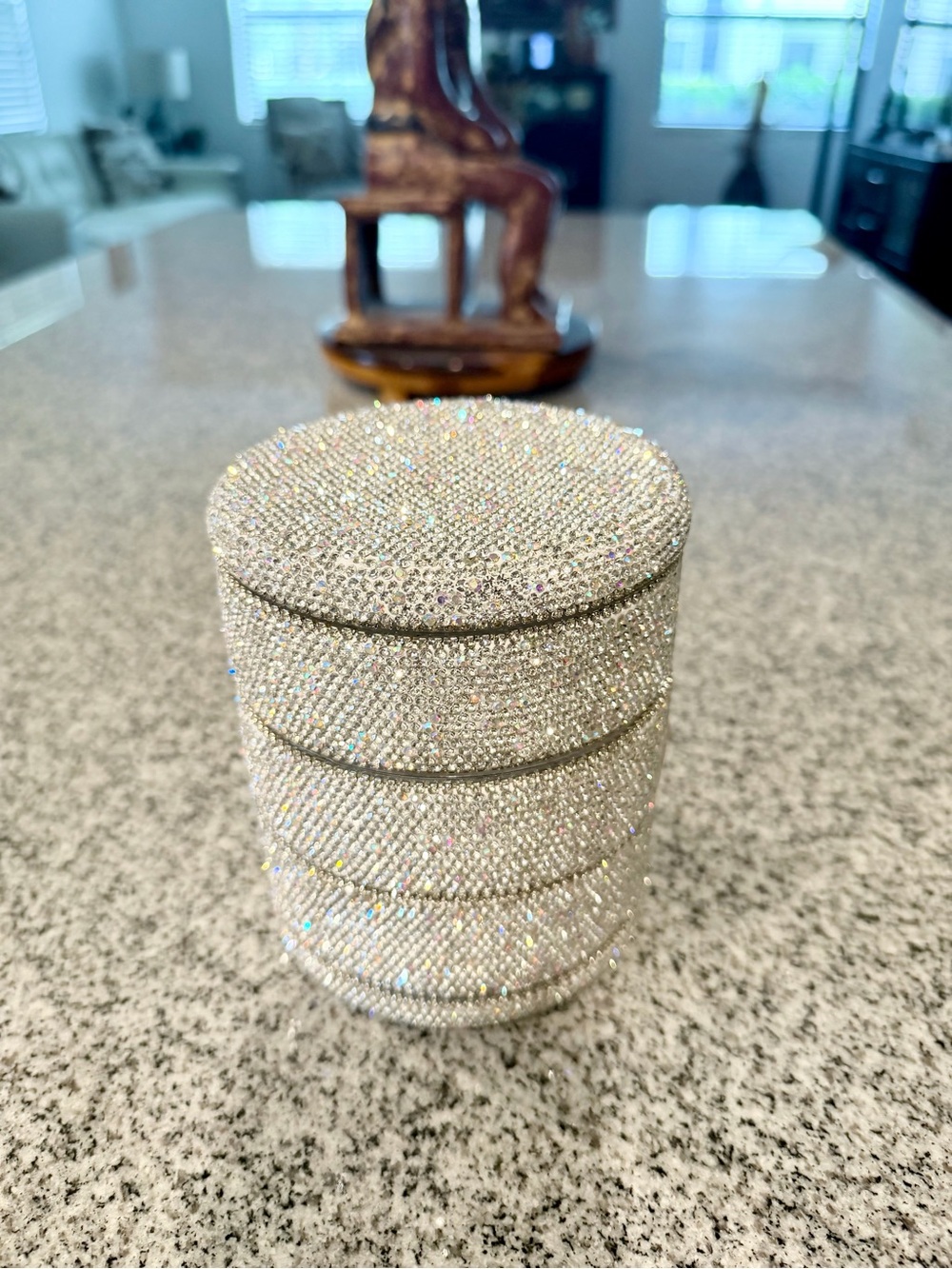 Sparkling Crystal-Embellished Decorative Jewelry Box - Silver